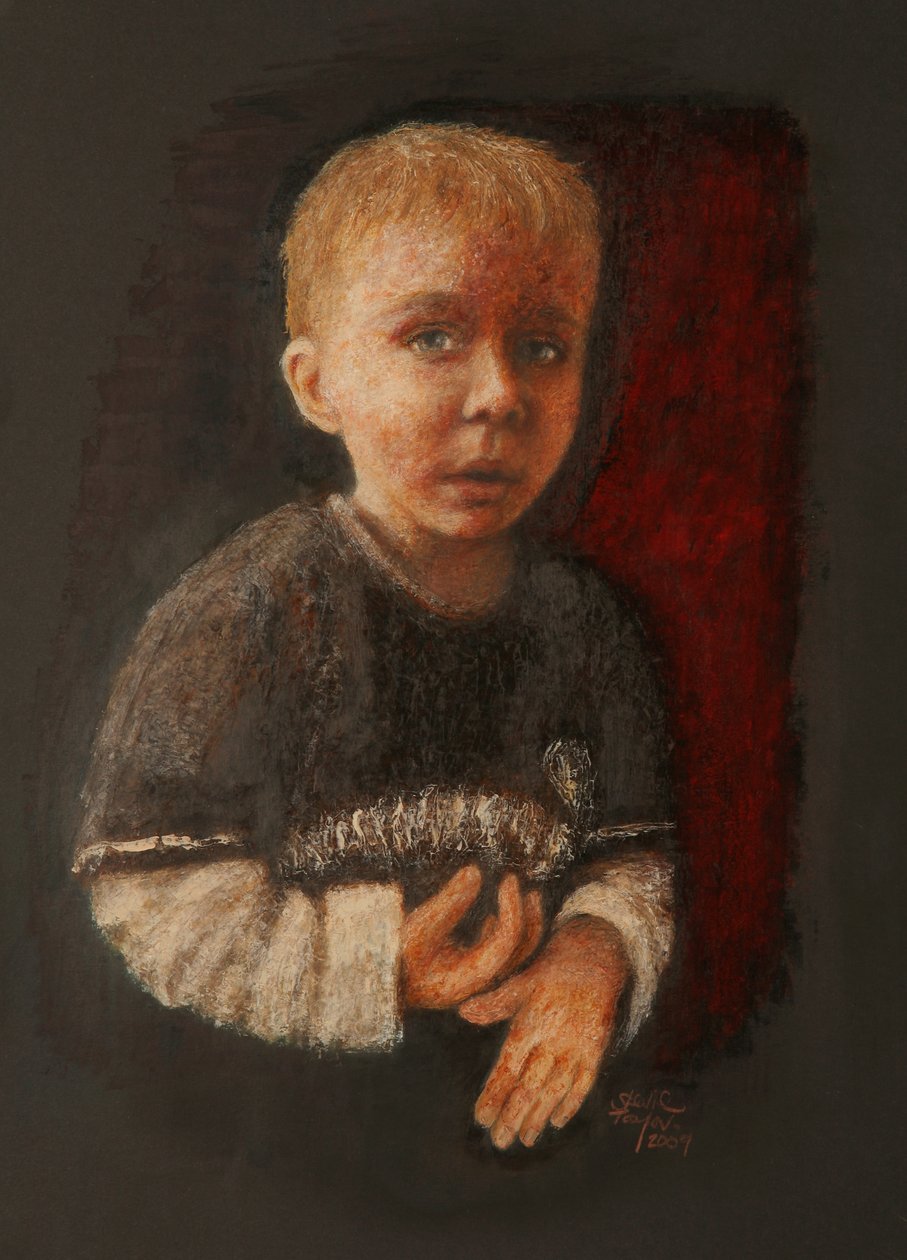 Little Boy Working Something Out, 2009 (öljy paperille) tekijältä Stevie Taylor