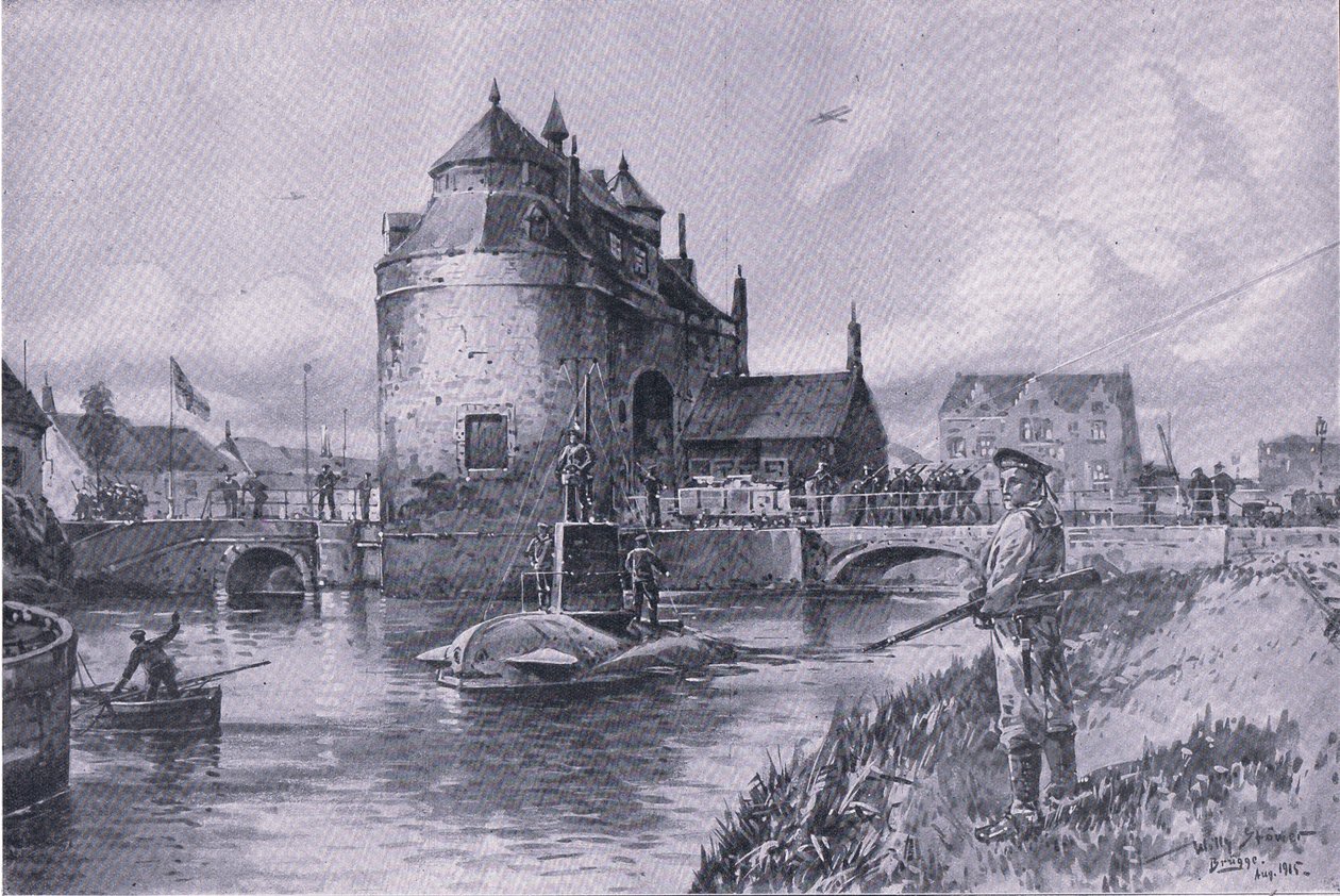 Un refugi segur a Bruges, del pub The Illustrated History of the World War 1914-1915. per Union Berlagsefellfchaftfinnish tekijältä Willy Stoewer 