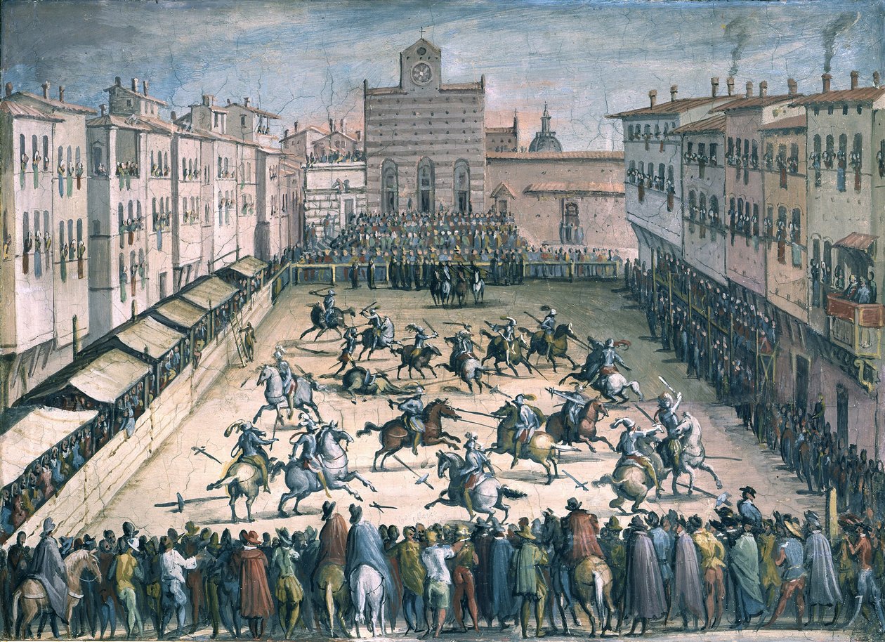 Hevosturnaus Piazza Santa Crocella, 1561-1562 tekijältä Stradanus