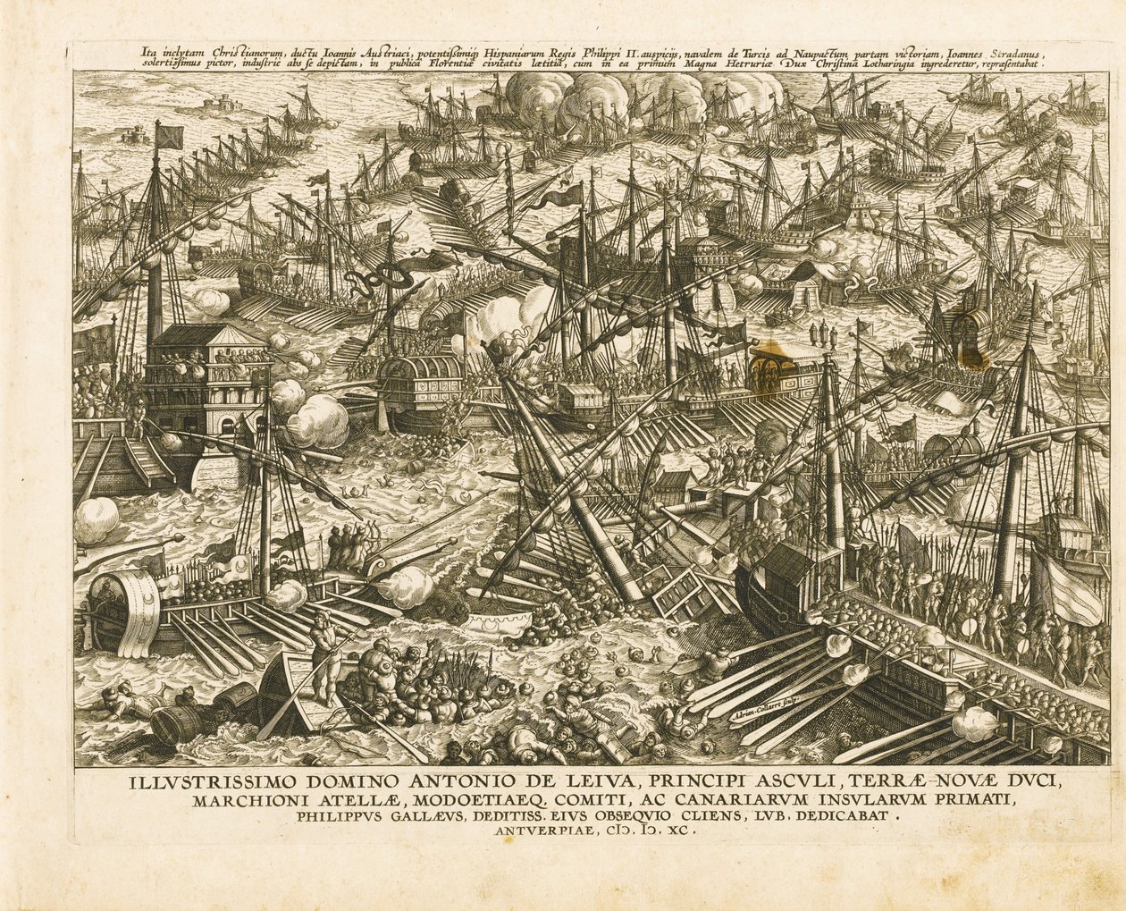 Lepanton taistelu 7. lokakuuta 1571, noin 1578 tekijältä Stradanus