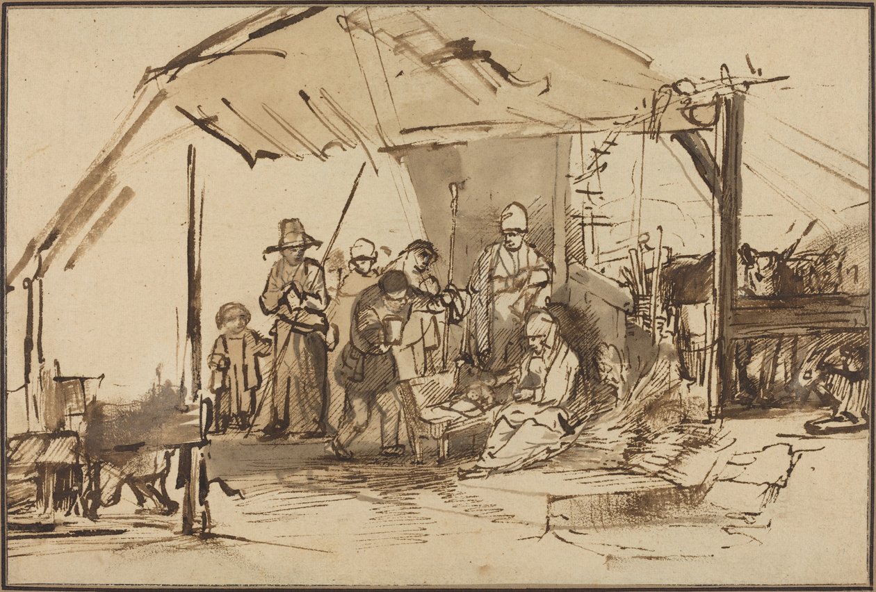 Paimenten palvonta tekijältä Studio of Rembrandt van Rijn