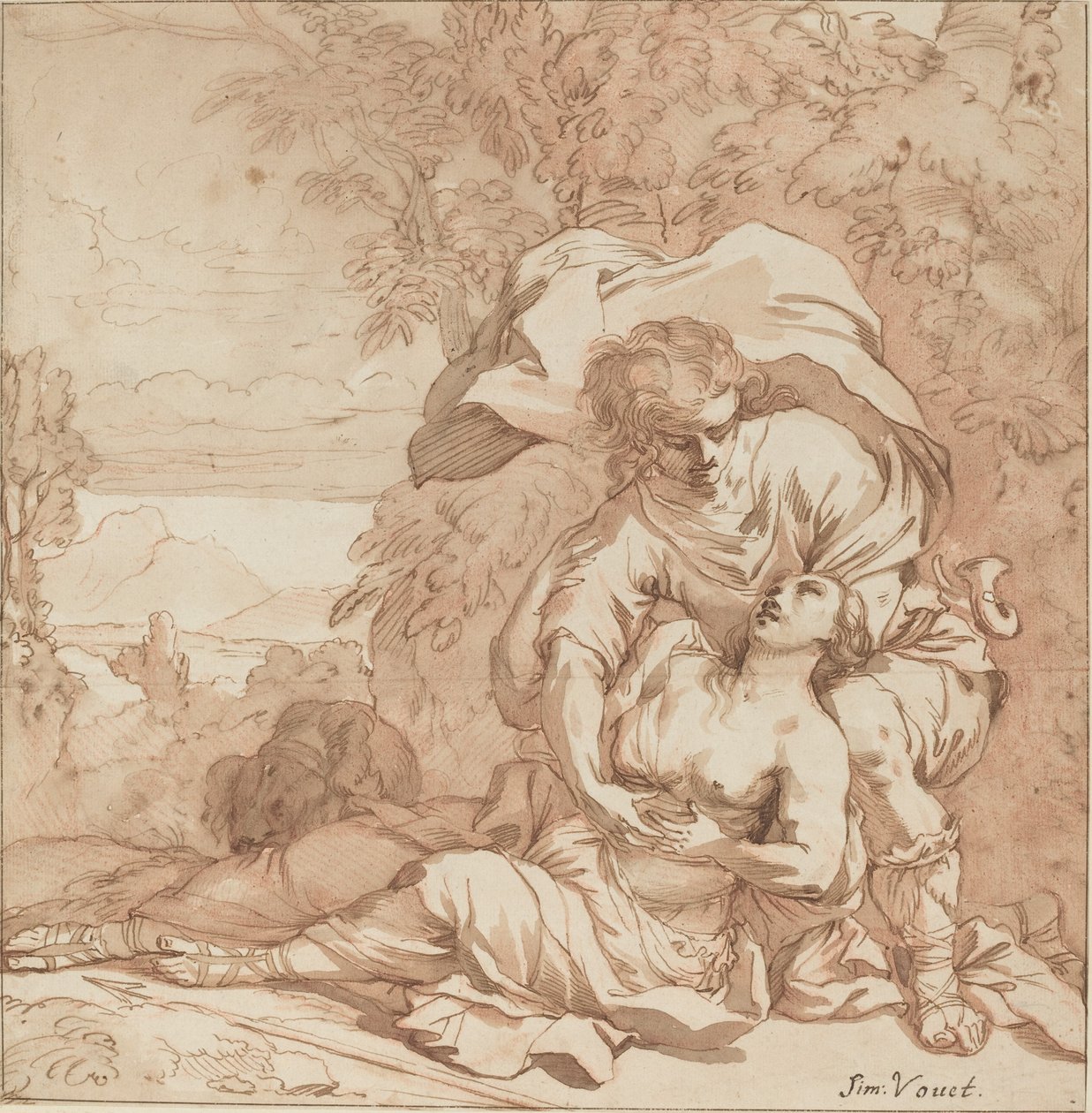 Prokris ja Kefalos (?) tekijältä Studio of Simon Vouet