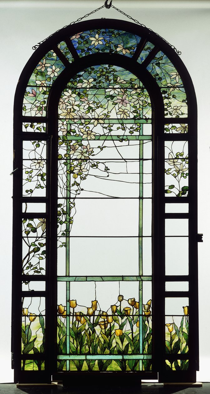 Lyijylasisäleikköä kuvaava ikkuna 1900-luvun alkupuolelta (lyijylasi) tekijältä Studios Tiffany