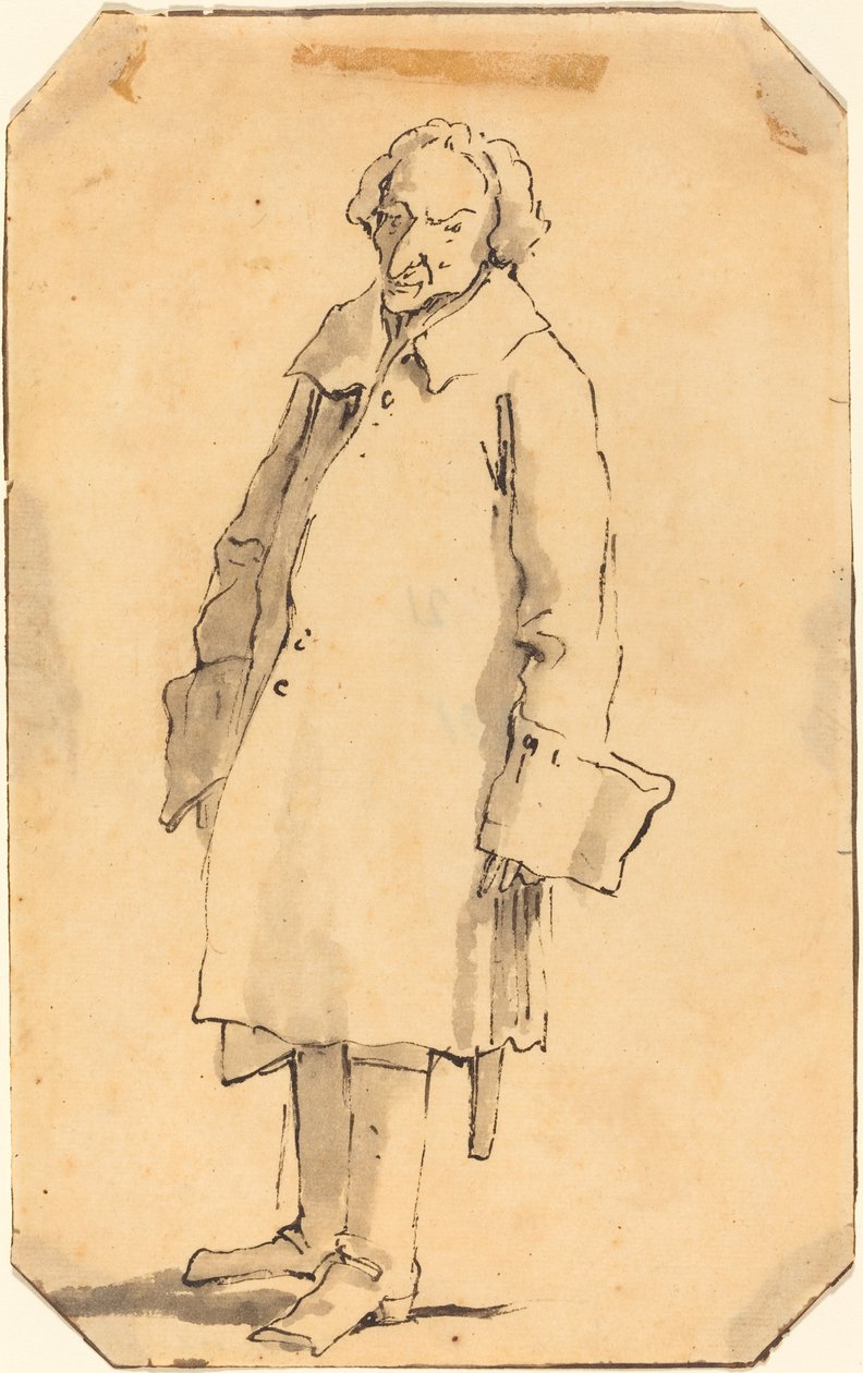 Pysyvä mies yllään upea takki ja saappaat tekijältä Style of Giovanni Battista Tiepolo