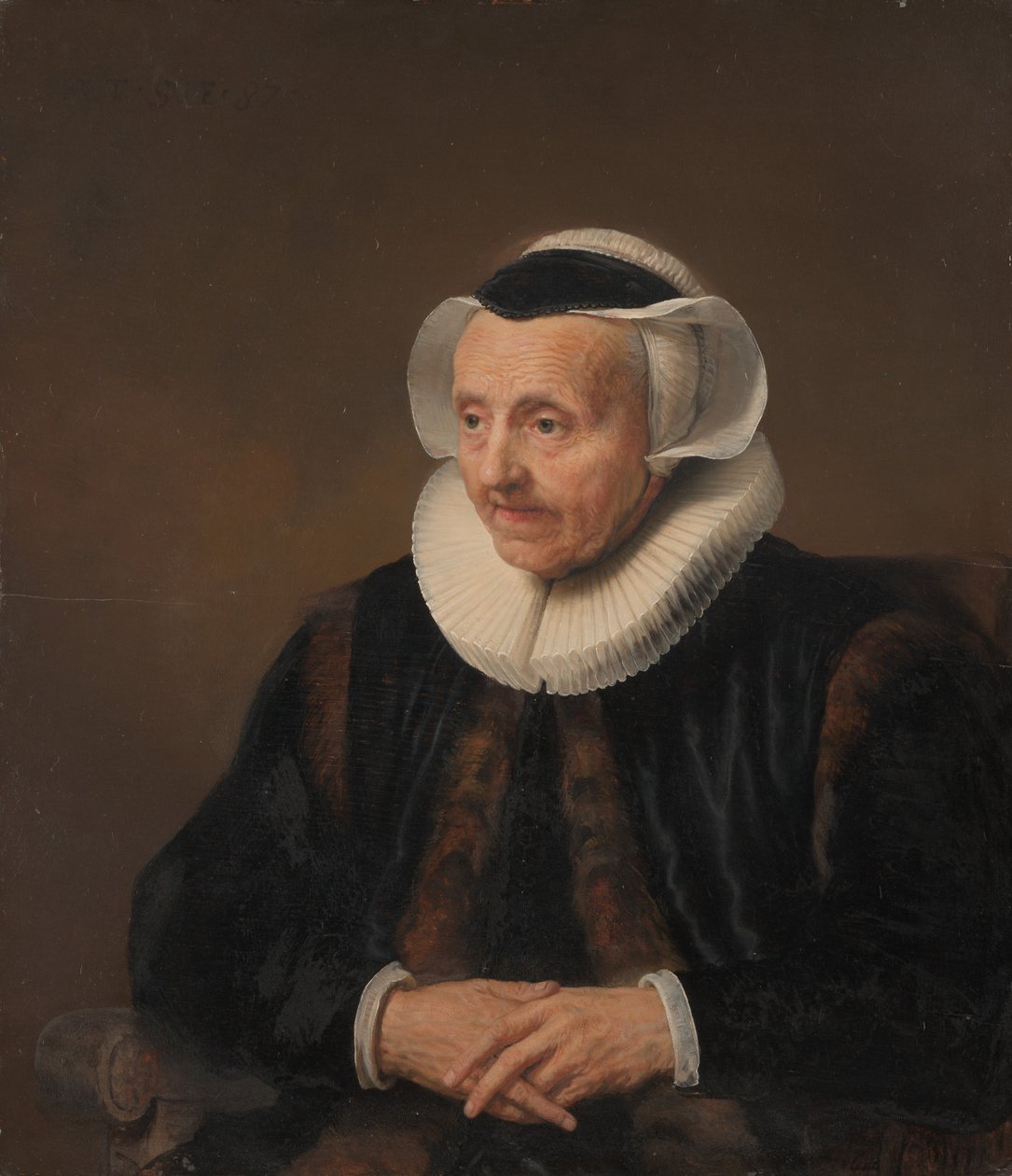 Vanhan naisen muotokuva. tekijältä Style of Jacob Backer
