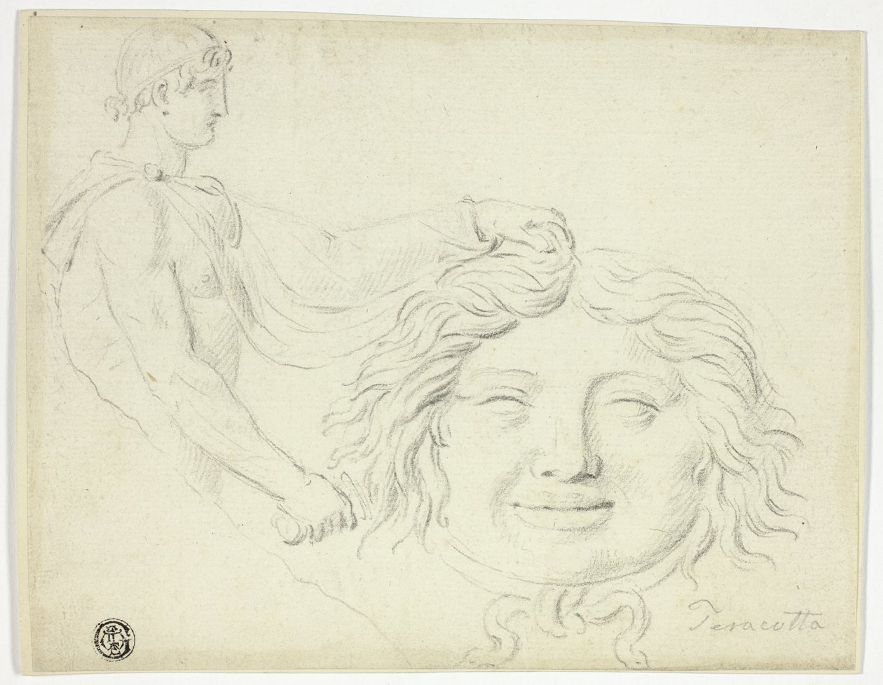 Perseus ja Gorgon pää tekijältä Style of Jacques Louis David