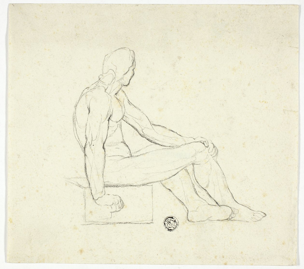 Istuva miespuolinen alaston tekijältä Style of Jacques Louis David