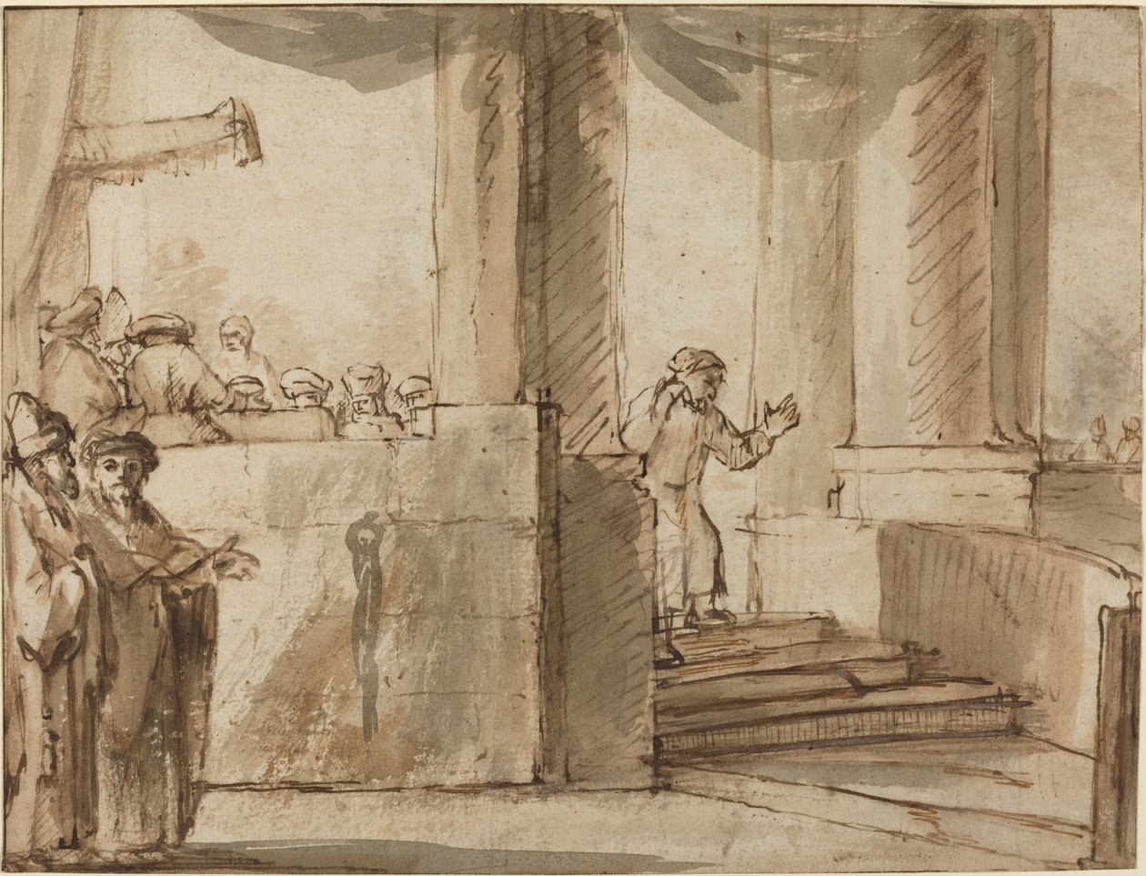 Juudas jättää ylipapin tekijältä Style of Rembrandt van Rijn