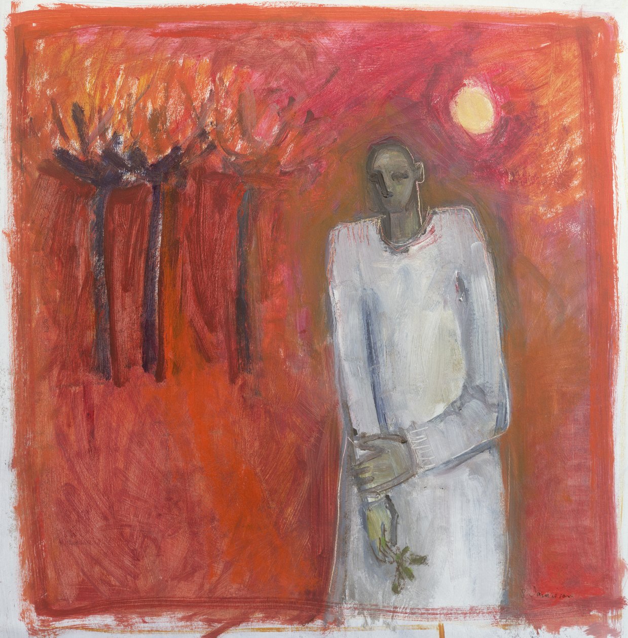 Rauhanenkeli, 2002 (akryyli paperille) tekijältä Sue Jamieson