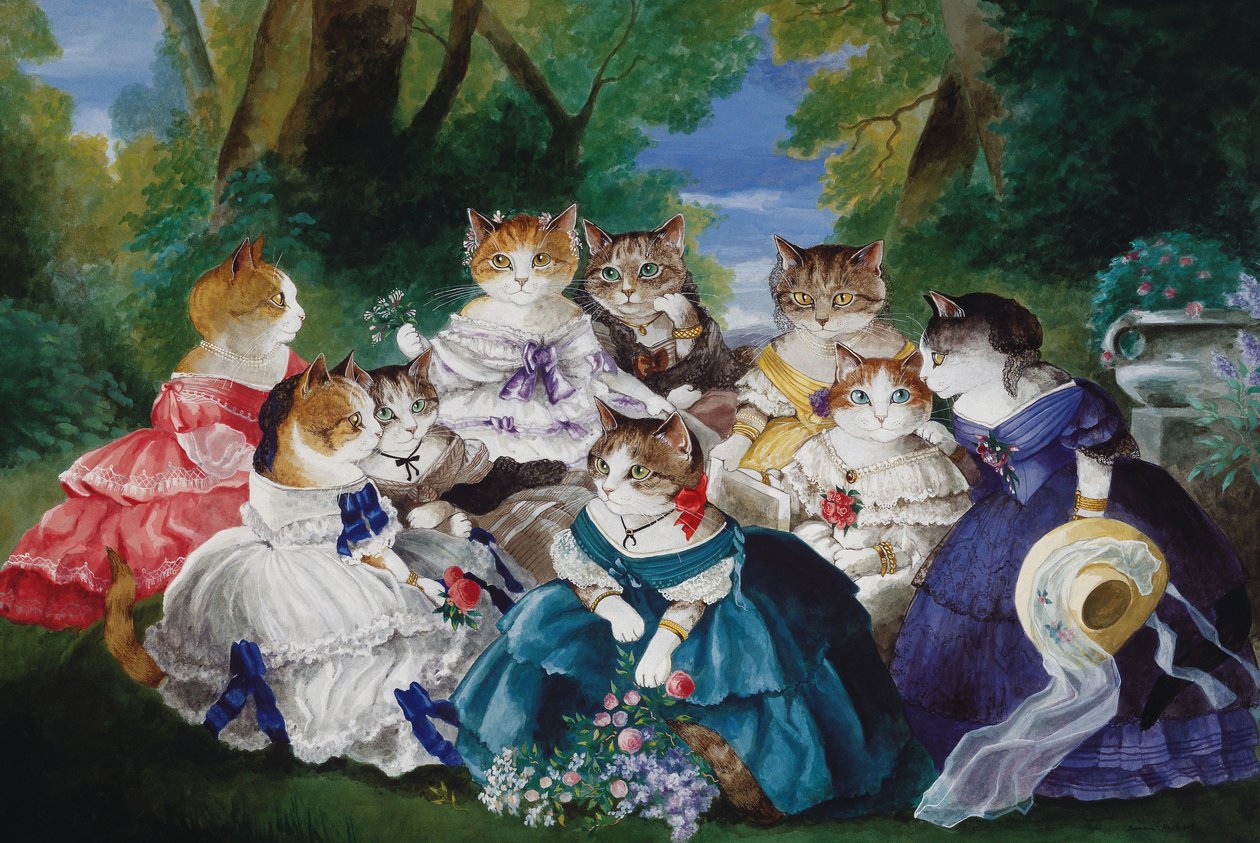 Kuvitus elokuvasta Cats Galore! A Compendium of Cultured Cats (julkaisu 2015). tekijältä Susan Herbert