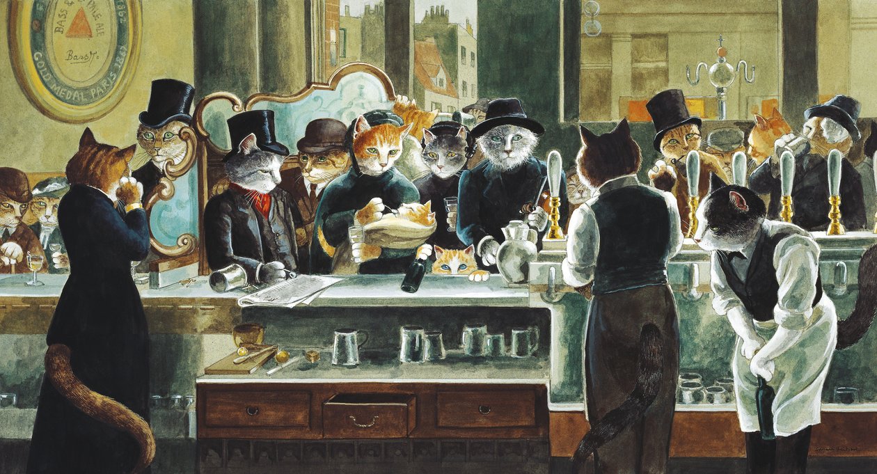 Kuvitus elokuvasta Cats Galore! A Compendium of Cultured Cats (julkaisu 2015). tekijältä Susan Herbert