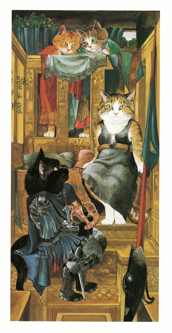 Kuvitus teoksesta Pre-Raphaelite Cats (julkaistu 1999). tekijältä Susan Herbert