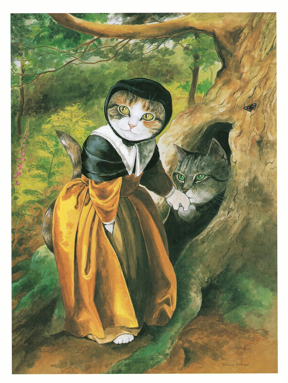 Kuvitus teoksesta Pre-Raphaelite Cats (julkaistu 1999). tekijältä Susan Herbert