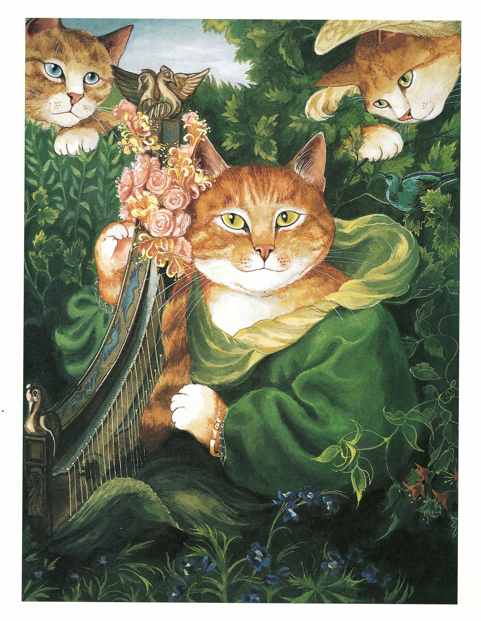 Kuvitus teoksesta Pre-Raphaelite Cats (julkaistu 1999). tekijältä Susan Herbert