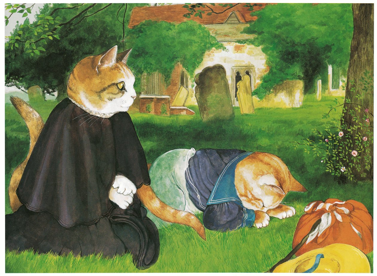 Kuvitus teoksesta Pre-Raphaelite Cats (julkaistu 1999). tekijältä Susan Herbert