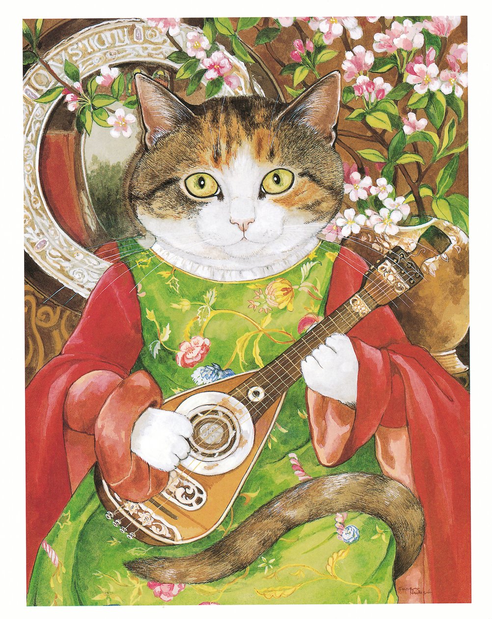 Kuvitus teoksesta Pre-Raphaelite Cats (julkaistu 1999). tekijältä Susan Herbert
