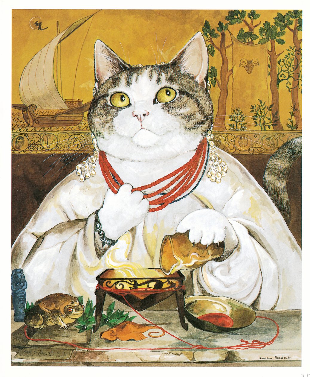 Kuvitus teoksesta Pre-Raphaelite Cats (julkaistu 1999). tekijältä Susan Herbert