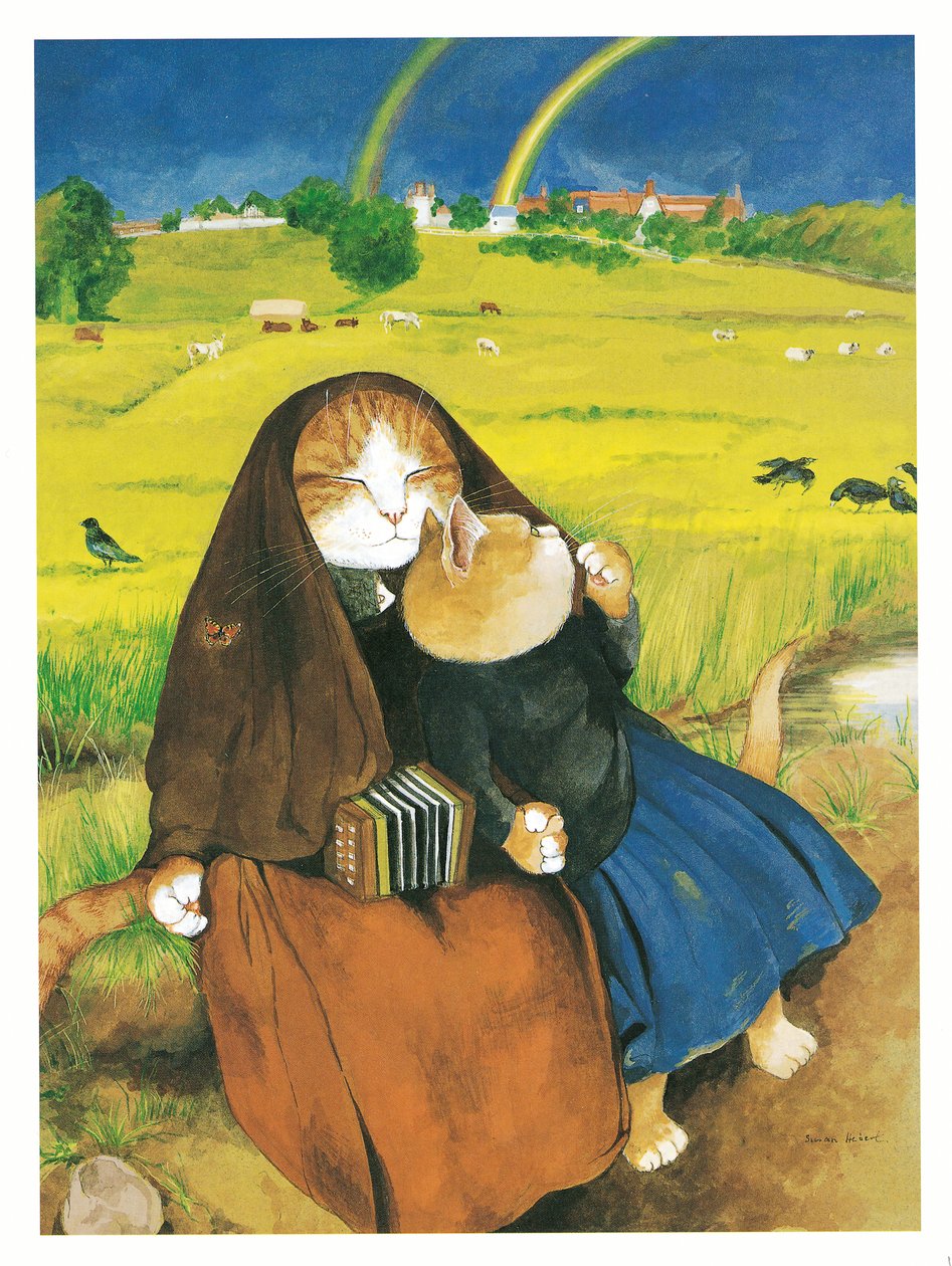 Kuvitus teoksesta Pre-Raphaelite Cats (julkaistu 1999). tekijältä Susan Herbert