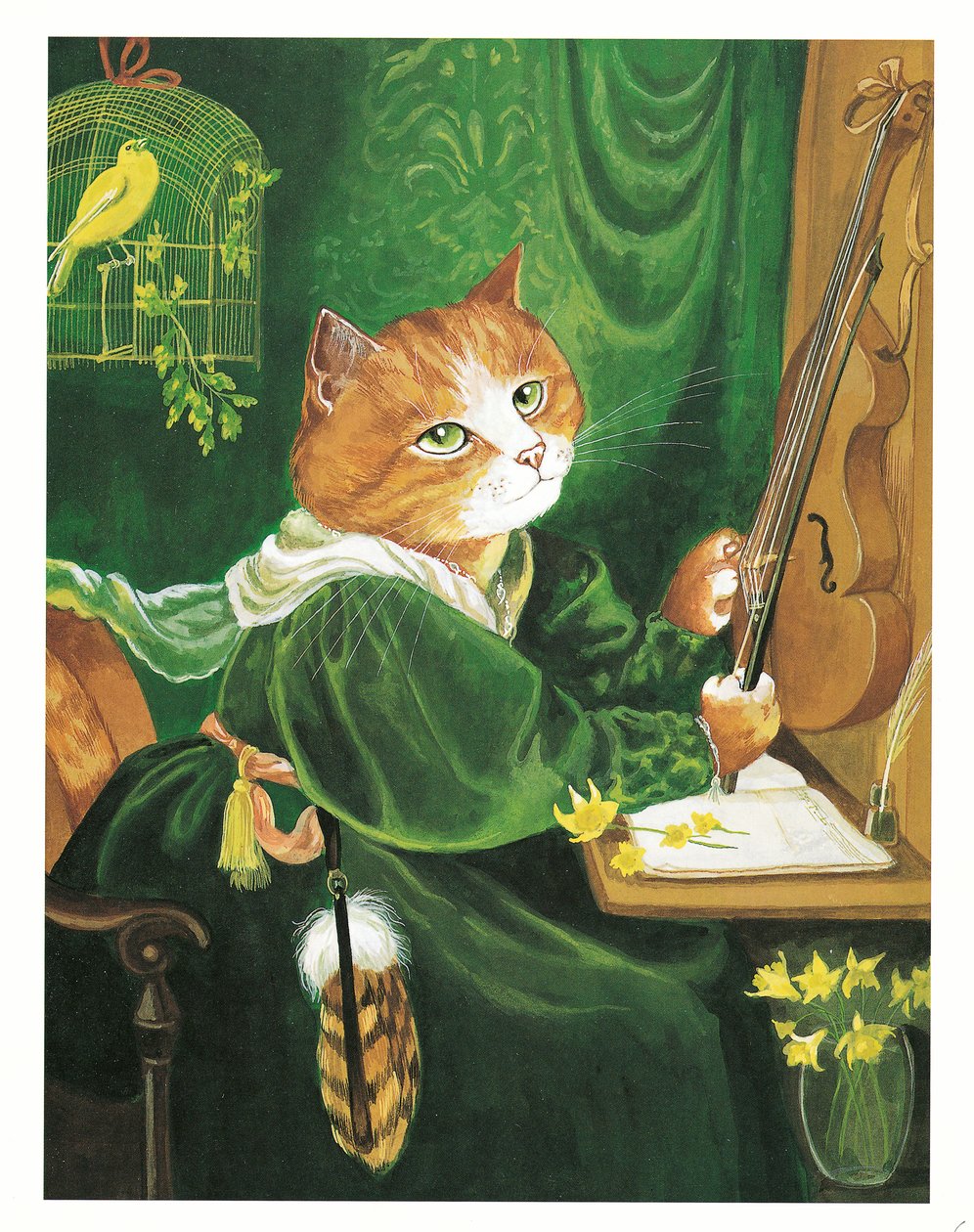 Kuvitus teoksesta Pre-Raphaelite Cats (julkaistu 1999). tekijältä Susan Herbert