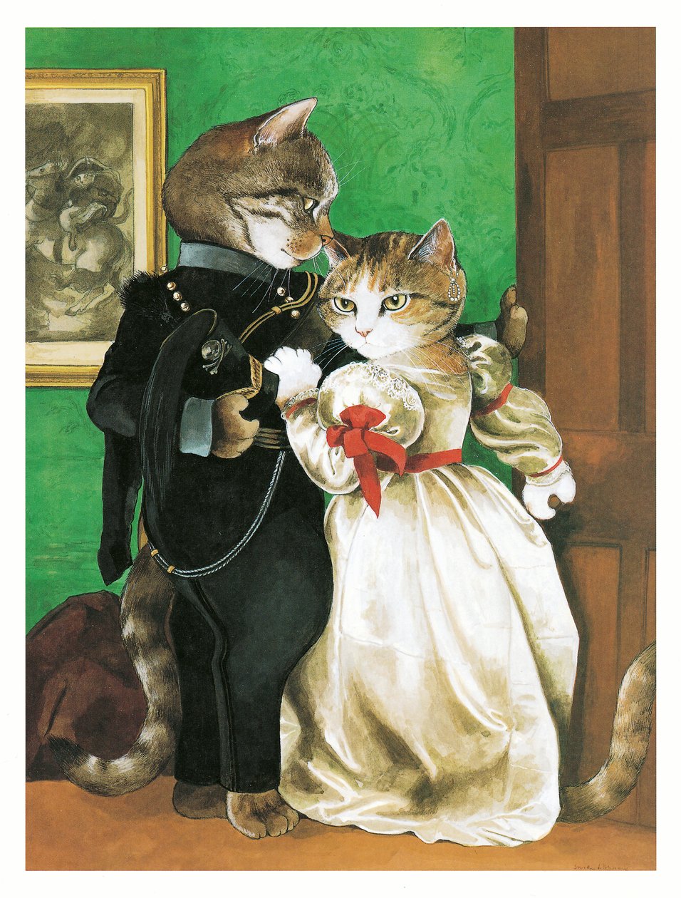 Kuvitus teoksesta Pre-Raphaelite Cats (julkaistu 1999). tekijältä Susan Herbert