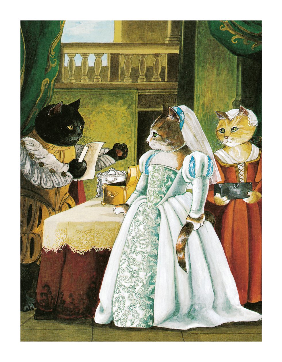 Kuvitus Shakespeare Cats -teoksesta: Poster Book (pub. 2016) tekijältä Susan Herbert