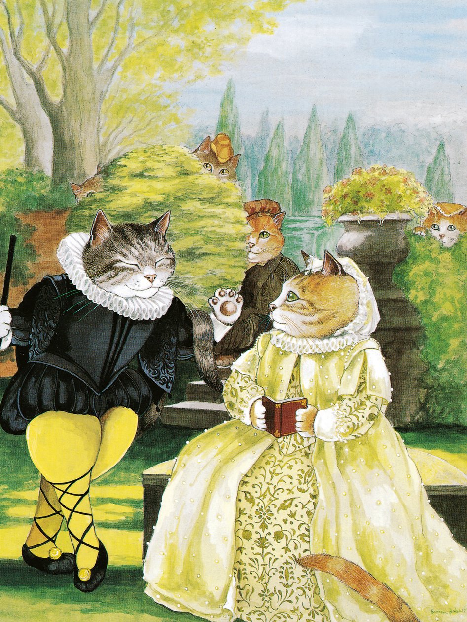 Kuvitus Shakespeare Cats -teoksesta: Poster Book (pub. 2016) tekijältä Susan Herbert