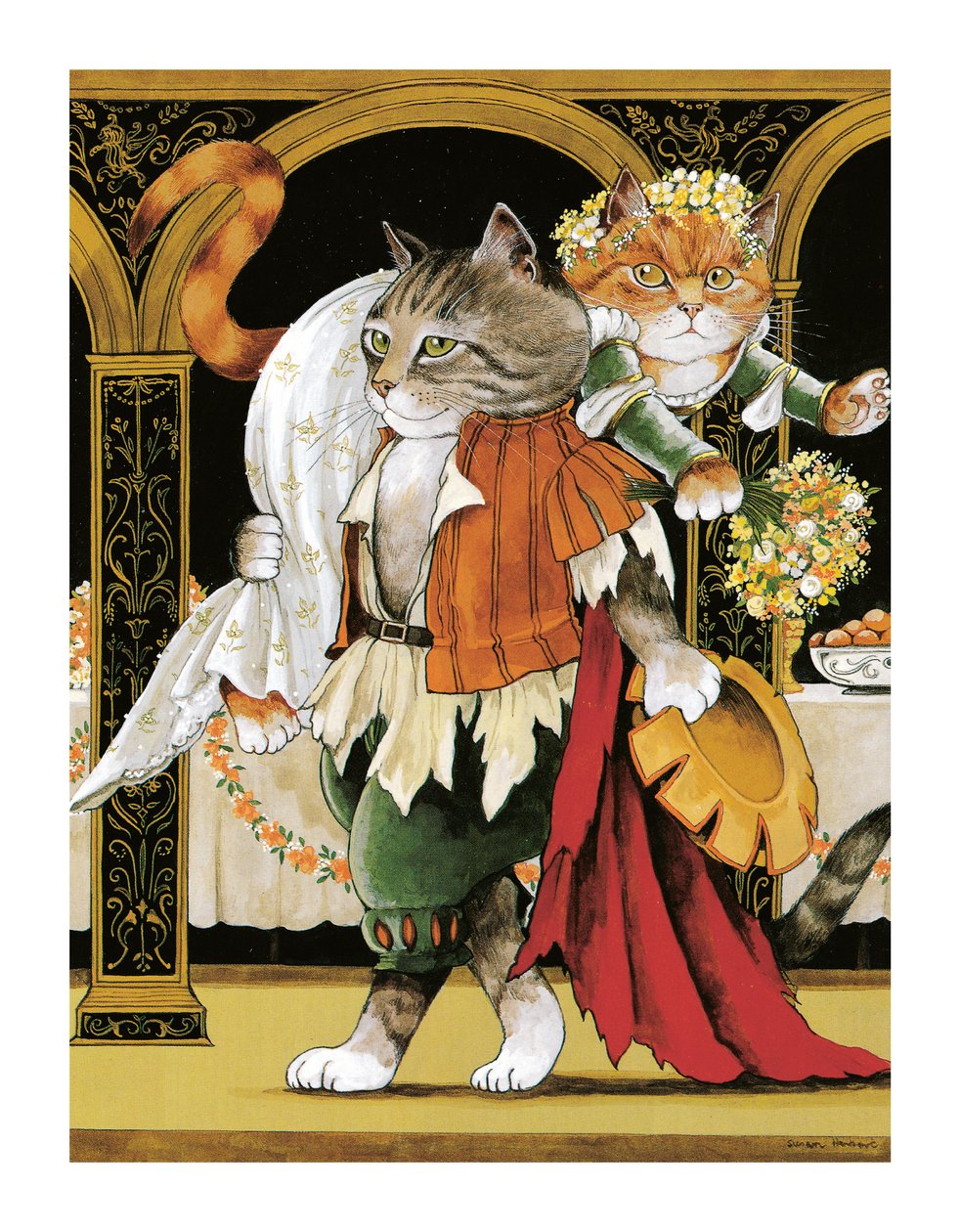 Kuvitus Shakespeare Cats -teoksesta: Poster Book (pub. 2016) tekijältä Susan Herbert