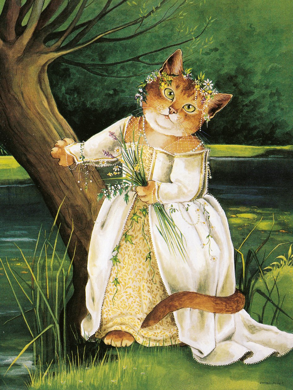 Kuvitus Shakespeare Cats -teoksesta: Poster Book (pub. 2016) tekijältä Susan Herbert