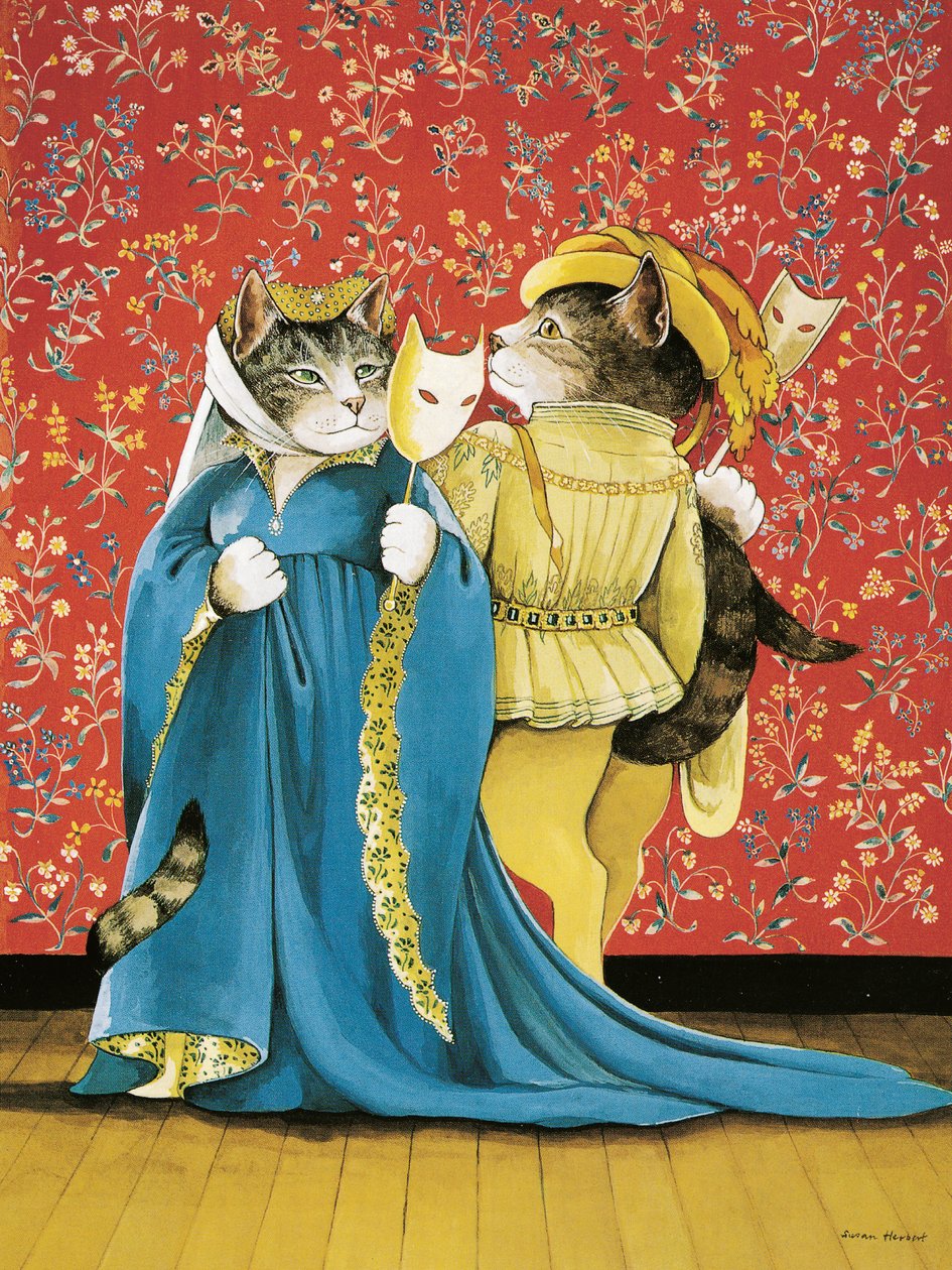 Kuvitus Shakespeare Cats -teoksesta: Poster Book (pub. 2016) tekijältä Susan Herbert