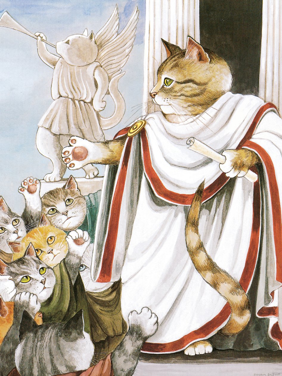 Kuvitus Shakespeare Cats -teoksesta: Poster Book (pub. 2016) tekijältä Susan Herbert