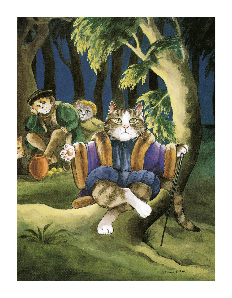 Kuvitus Shakespeare Cats -teoksesta: Poster Book (pub. 2016) tekijältä Susan Herbert
