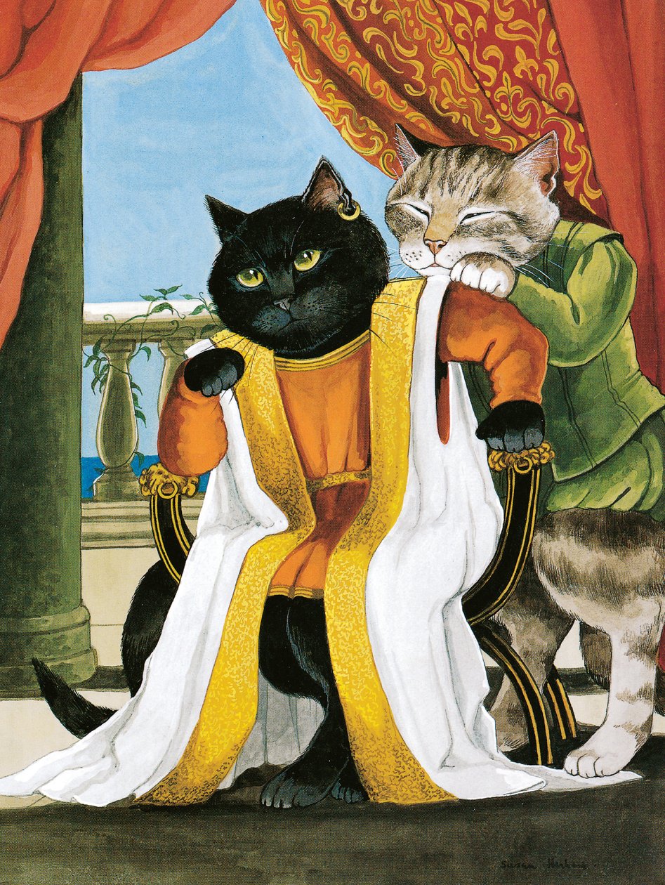 Kuvitus Shakespeare Cats -teoksesta: Poster Book (pub. 2016) tekijältä Susan Herbert
