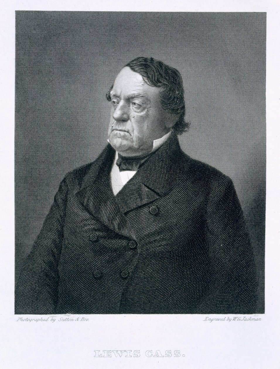 Lewis Cass, kaiverrus William G. Jackman (fl.c.1841-60) valokuvan jälkeen tekijältä Sutton and Bro.