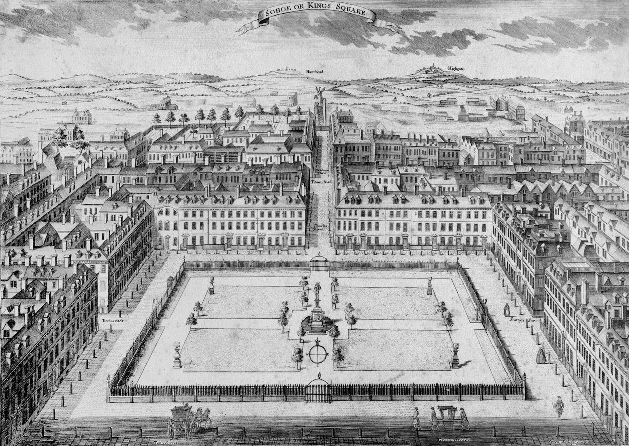 Sohoe tai Kuninkaan aukio, 1754 tekijältä Sutton Nicholls