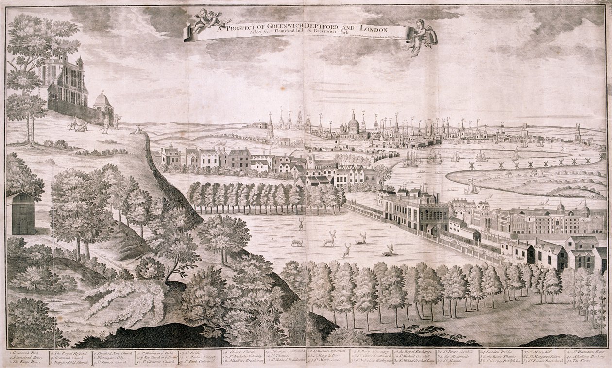 Näkymä Greenwich Parkista, Lontoosta, 1723 tekijältä Sutton Nicholls