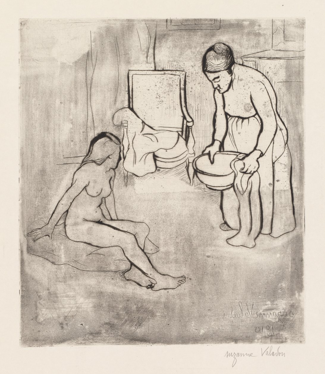 Isoäiti Louisen kanssa, alaston istuva lattialla tekijältä Suzanne Valadon