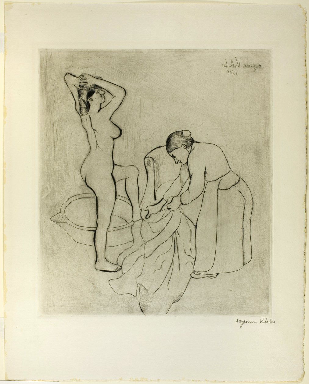 Nainen, jolla on suuret rinnat ja vanha nainen tekijältä Suzanne Valadon