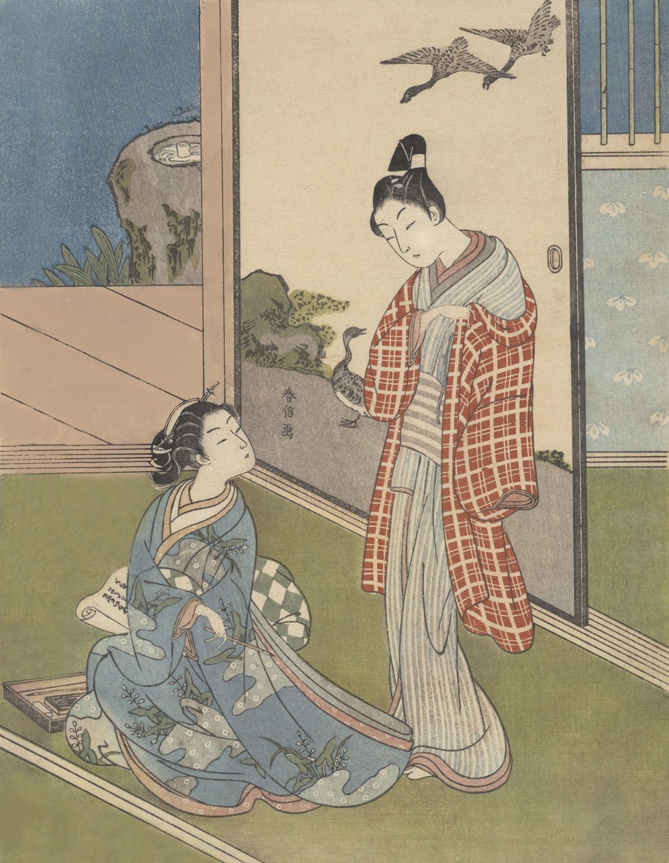 Kirjettä kirjoittava tyttö, 1700-luku, 1700-luku. tekijältä Suzuki Harunobu