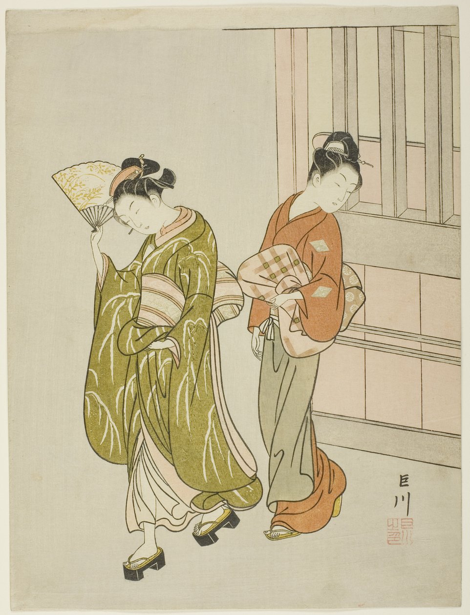 Clearing Breeze from a Fan (Ogi no seiran), sarjasta "Kahdeksan näkymää salista (Zashiki hakkei)" tekijältä Suzuki Harunobu