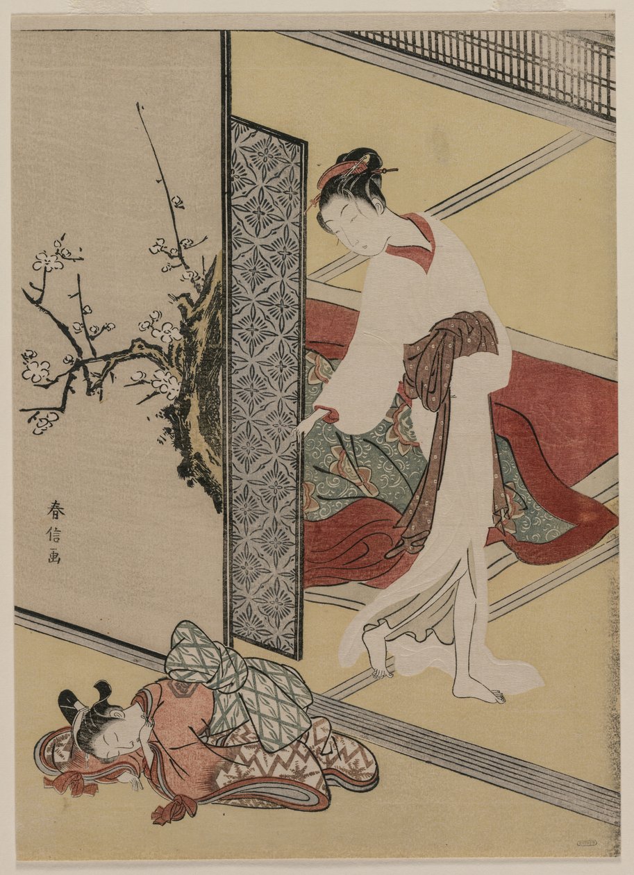 Kurtisaani ja nukkuva hoitaja, 1760-luvun lopulla. tekijältä Suzuki Harunobu