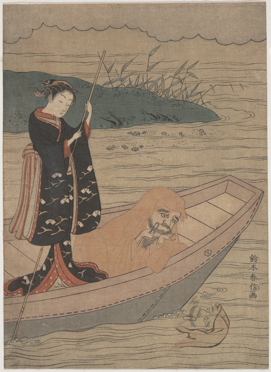 Daruma veneessä seuralaisen kanssa tekijältä Suzuki Harunobu