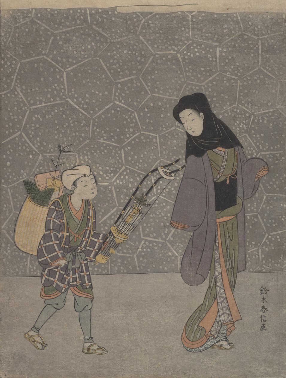 Demonien murskaava jousi, n. 1765, n. 1765. tekijältä Suzuki Harunobu