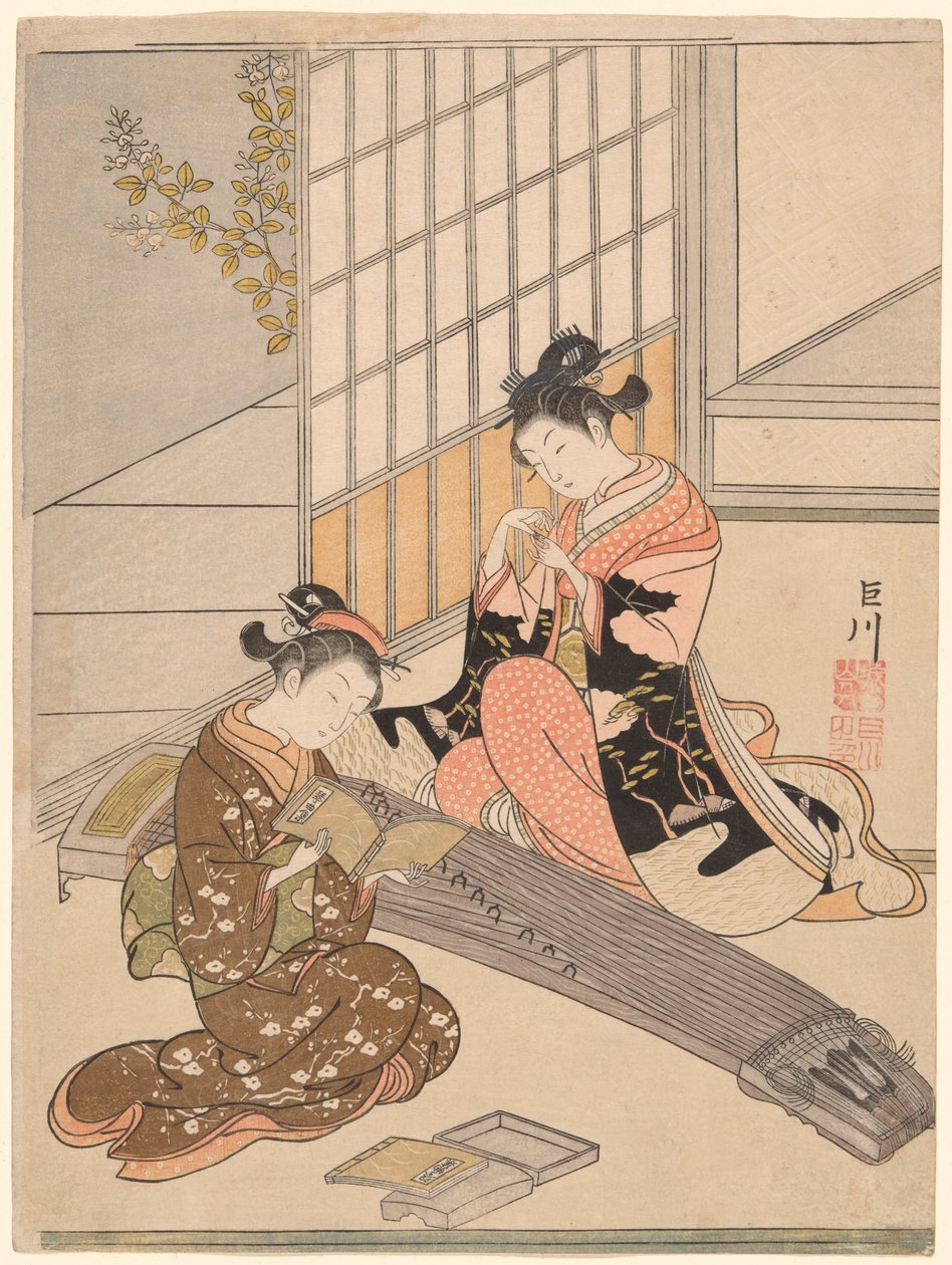 Oques descendents dels ponts de Koto (Kotoji no rakugan), de la sèrie "Vuit vistes del saló (Zashiki hakkei)" finlandès tekijältä Suzuki Harunobu