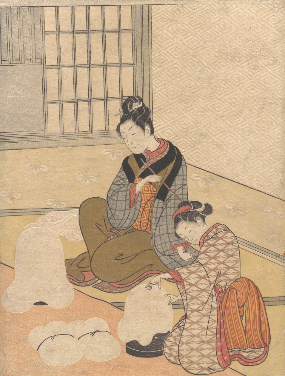 Iltalunta Nuriokella, sarjasta Eight Parlour Views, n. 1766, n. 1766. tekijältä Suzuki Harunobu