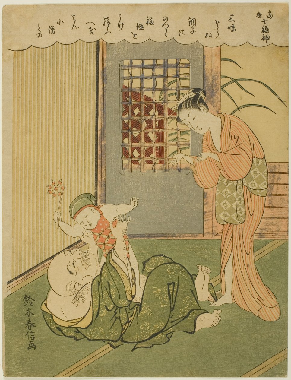 Hotei, sarjasta "Seitsemän onnen jumalaa modernissa elämässä (Tosei Shichi-fukujin)" tekijältä Suzuki Harunobu