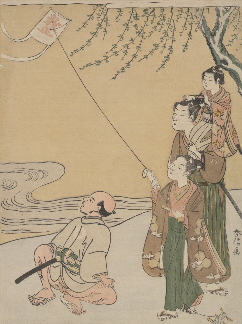 Leijanlentäminen, n. 1766, n. 1766. tekijältä Suzuki Harunobu