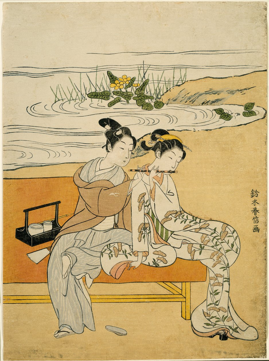 Lovers Playing the Same Fute (Xuanzongin ja Yang Guifein parodia) tekijältä Suzuki Harunobu