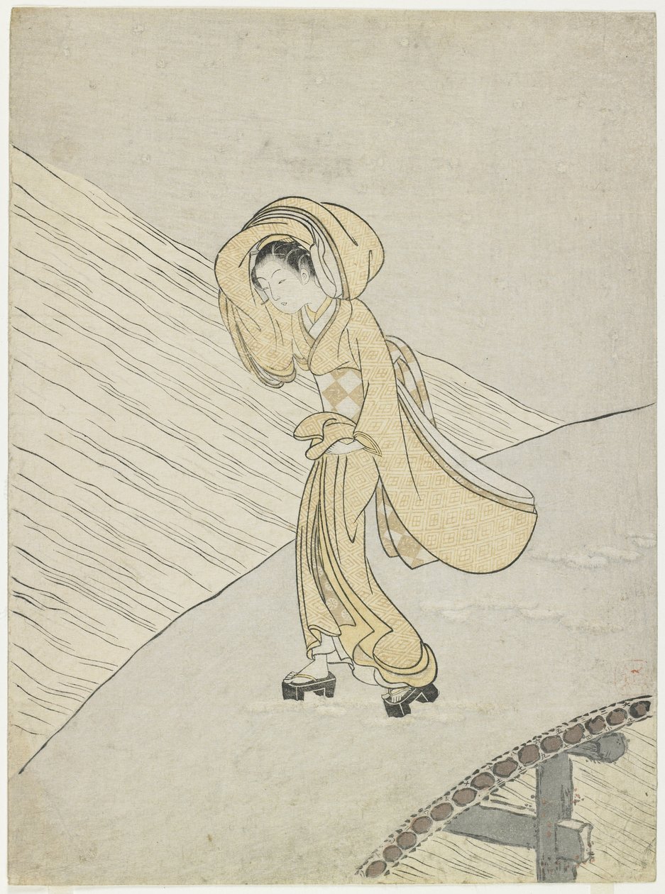 Olettaen f Fujiwaran taantuman Poe m C Rossin g Ero, 1765 tekijältä Suzuki Harunobu