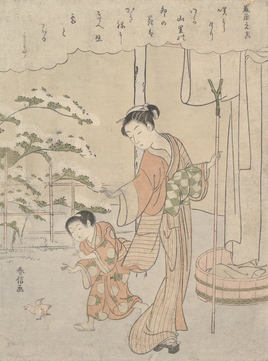 Runo Fujiwara no Motozane ca. 860 sarjasta Thirty-Six Poets, n. 1768, n. 1768. tekijältä Suzuki Harunobu