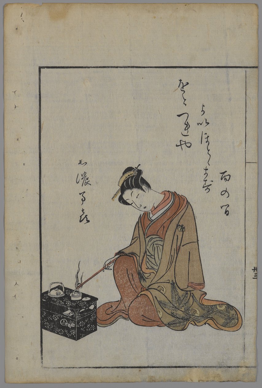 Seated Beauty, Edo-kausi (puupalikkaväripainatus) tekijältä Suzuki Harunobu